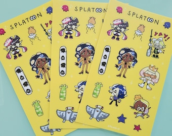 Splatoon-Inspired Sticker Sheet | 3x5 inches | Waterproof Vinyl