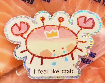 King Crab Sticker | Glittery Glossy Waterproof Sticker | 2x3 inches