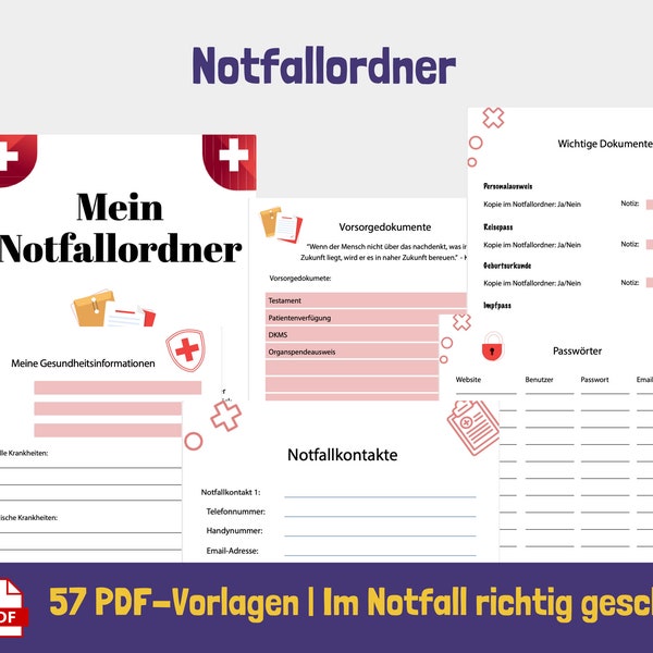 Ultimativer Notfallordner: Sofortiger Zugriff auf wichtige Dokumente  & Infos – Digitale Notfallmappe, Vorsorge, Sicherheit für die Familie