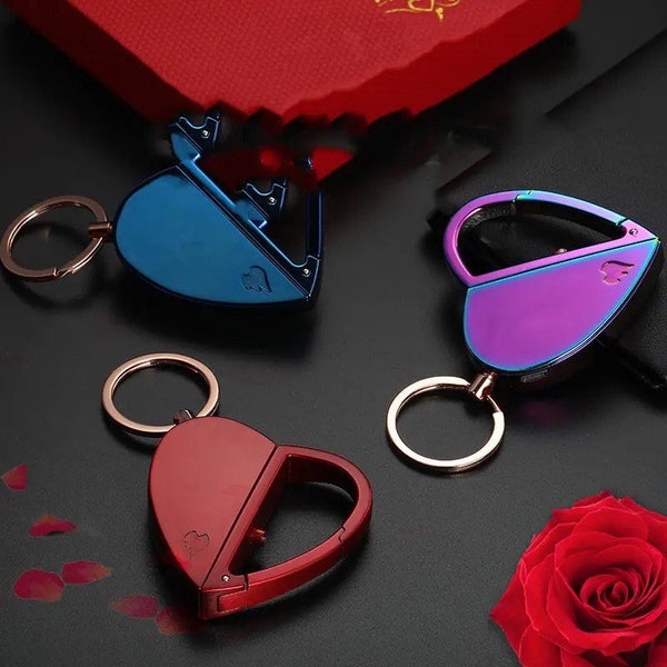 Gifts For Mothers Day Lighters Gifts USB LOVE HEART Windproof Lighter Keyring Gadget for Her & Him Gadgets Electric Decorative Personalised