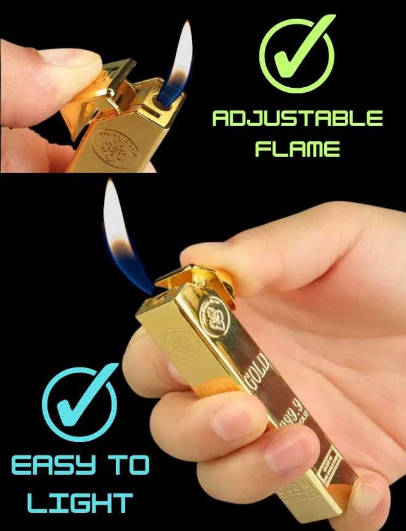 GOLD Bullion Metal Infinity Reusable Match Windproof Lighter Gadget
