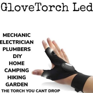 Glove Flashlight LED Torch Mechanics Plumbers DIY Camping Fishing Outdoors Cool Gadget Great Gift for Dads Boyfriends Teens Xtra Bright