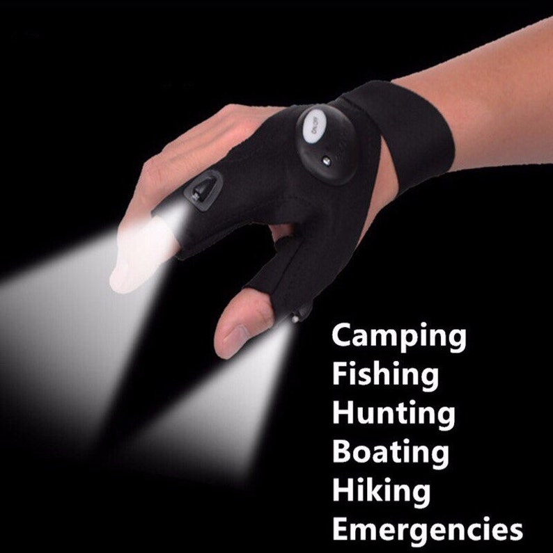 USB Glove Flashlight Torch Rechargeable LED Lights, Mechanic Camping Fishing Gadget Minimalist Tool Automotive Car Accessories Xtra Bright 1x Glove