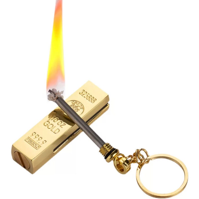 GOLD Bullion Metal Infinity Reusable Match Windproof Lighter Gadget