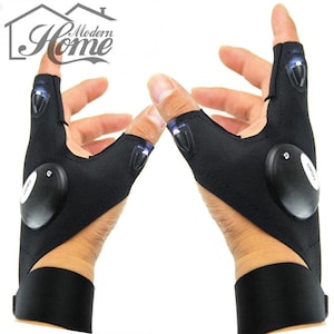 Guantes de linterna LED con luces impermeables, regalos para hombres y  mujeres, artilugios, herramientas de pesca, accesorios de campamento