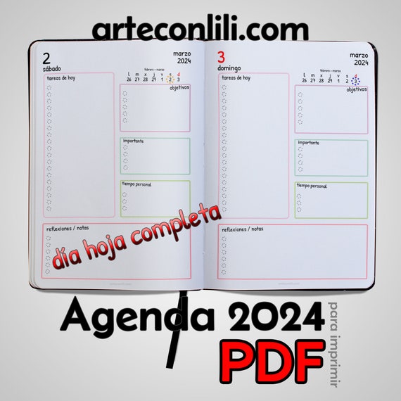 Agenda journalier 2024 à imprimer. Page de fichier PDF par jour