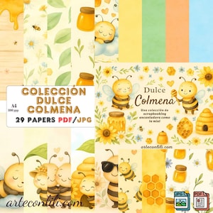 Sweet Hive – Digitale bijendocumenten | 29 A4-papieren in PDF en JPG voor scrapbooking en knutselen