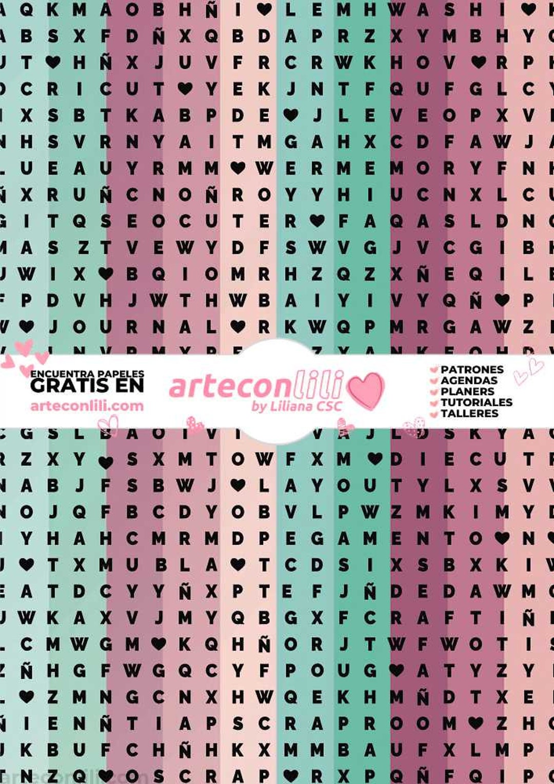 LiliSCRAP デジタルペーパー ワードサーチパターンカラー（白黒文字
