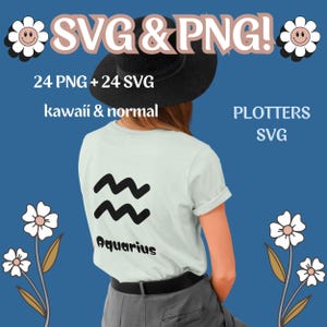 Signos del Zodíaco SVG Kawaii y Minimalistas – 48 Archivos en Blanco y 48 Negro – Astrología Clipart Digital – PNG y SVG Cricut / plotter