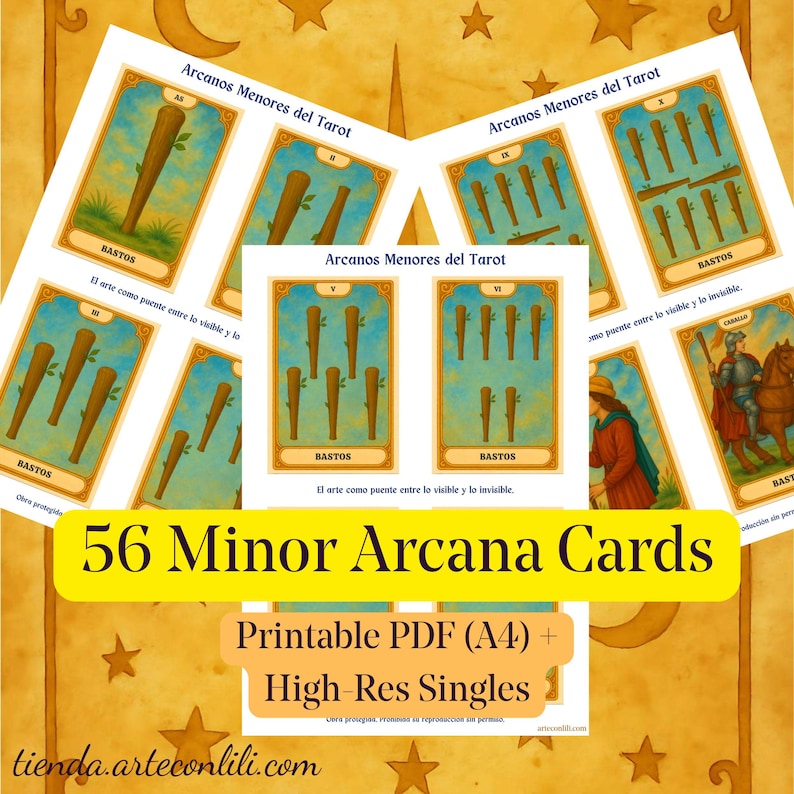Tarot Arcanos Menores PDF A4 para imprimir + Imágenes Sueltas en Alta ...