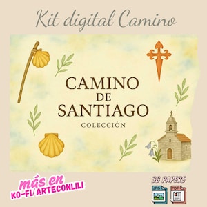 Kit de álbum de recortes de CAMINO de SANTIAGO  imprimible con diecuts – Colección 38 papeles digitales – Compostela Peregrinos PDF y jpg