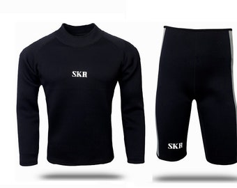 Neopren Langarm Sweat Sauna Kompressionsshirt & Shorts Anzug Abnehmen Fitness Gym Training Workout Sweatshirt Body Shaper