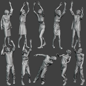 Zombie Apocalypse Set - Ensemble de figurines en résine - 10 pièces - 1:24, 32, 35, 48, 72, 87 - Accessoires de modélisme et de diorama miniatures - Impression 3D