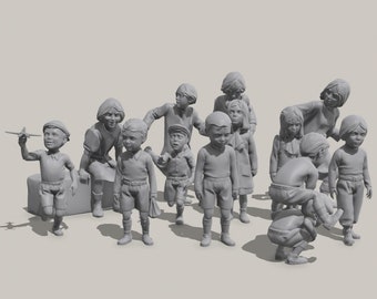 Set de figuras de resina para niños de la Segunda Guerra Mundial - 13 piezas - 1:24, 32, 35, 48, 72, 87 - Accesorios para maquetas y dioramas - Impresión 3D