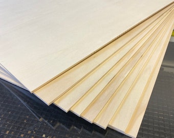 Tablero contrachapado de madera de álamo 4 mm - 600 x 300 mm - 3 piezas para corte por láser - CNC, manualidades y modelismo - material de construcción de alta calidad en calidad AB/B