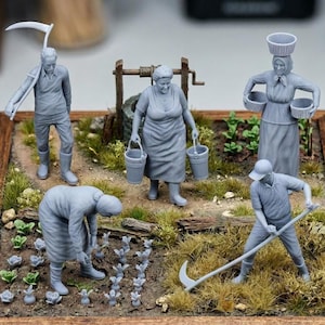 Fermier/Ouvrier agricole - Figurines en résine - 5 pièces - 1:24, 32, 35, 48, 72, 87 - Accessoires pour maquettes et dioramas Impression 3D