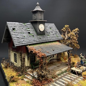 Alter Bahnhof in 1:35 - Laser Cut Gebäude Bausatz aus Holz für Diorama / Modellbau zum selberbauen