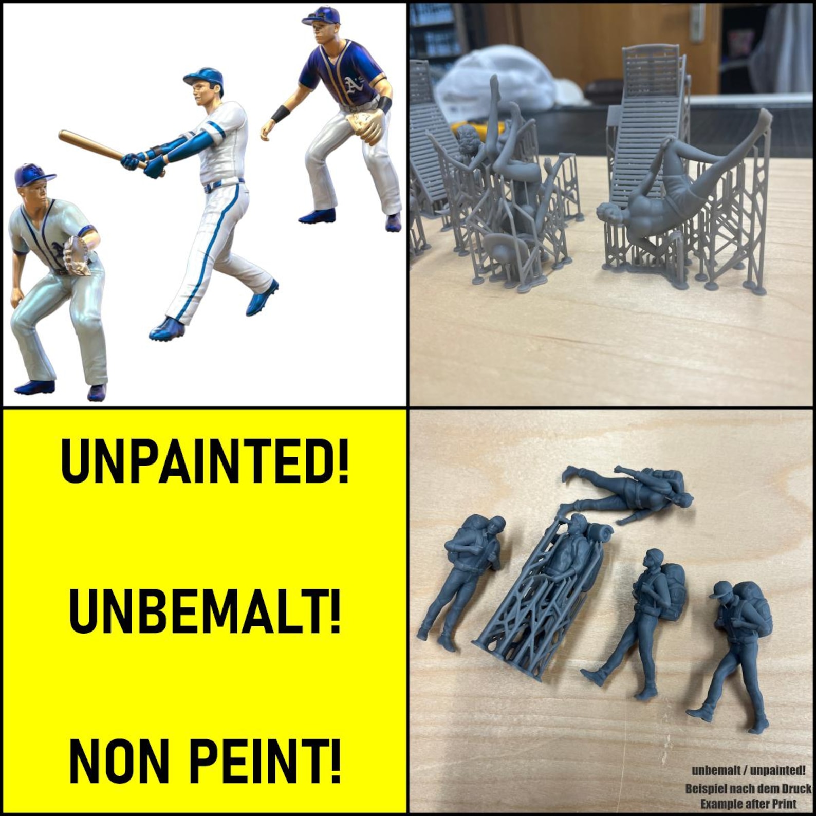 Baseball Player With Bat - Resin Figure Set - 3 Pieces - 1:24, 32, 35 ...