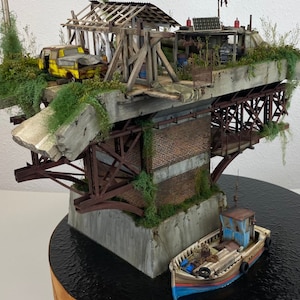 Wooden bridge in 1:35 to build yourself - laser cut building for diorama - high-quality model kit DIY kit for hobbyists and creative people