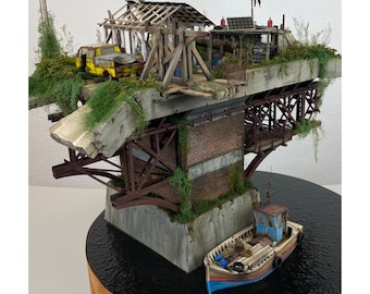 Brücke aus Holz in 1:35 zum selberbauen - Laser Cut Gebäude für Diorama - hochwertiger Modellbau Bausatz DIY Kit für Bastler & Kreative