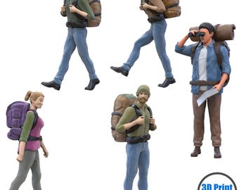 ハイカー/登山家 - 樹脂フィギュアセット - 5体 - 1:24、32、35、48