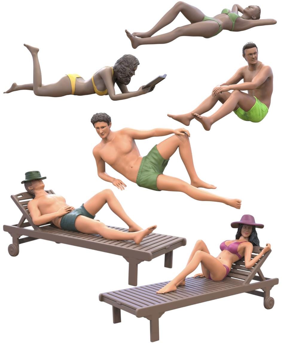 100pcs Unpainted 1:24 Scale Plastic Figures For G Gauge Dioramas - Male & Female