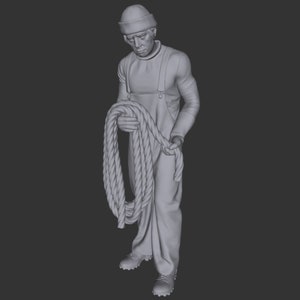 Resin model figure - Sailor with Rope - Scale 1:24, 1/35, 1/48, 1/72 - 3D printed miniatures