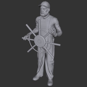 Resin model figure - Sailor with steering wheel - Scale 1:24, 1/35, 1/48, 1/72 - 3D printed miniatures