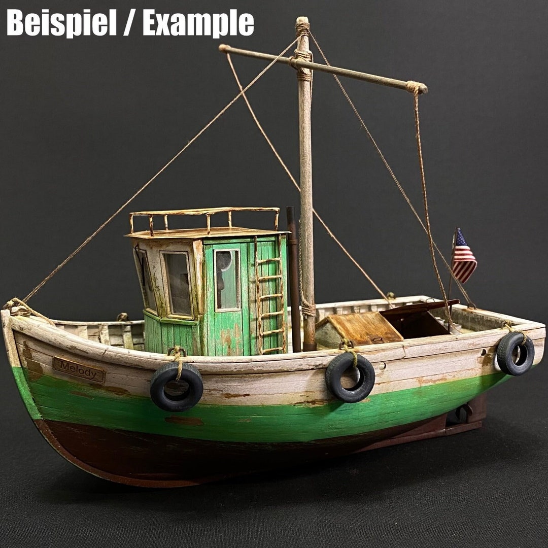 Fishing Boat 1:35 Made of Wood to Build Yourself Laser Cut Model Kit for  Diorama High-quality Miniature for Handicrafts 