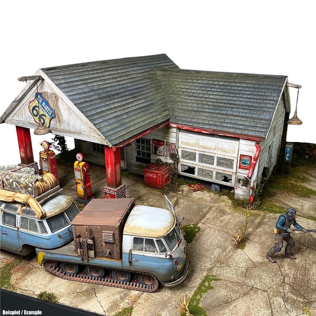 Old American Gas Station 1:24 on Route 66 Gas Station - Laser Cut