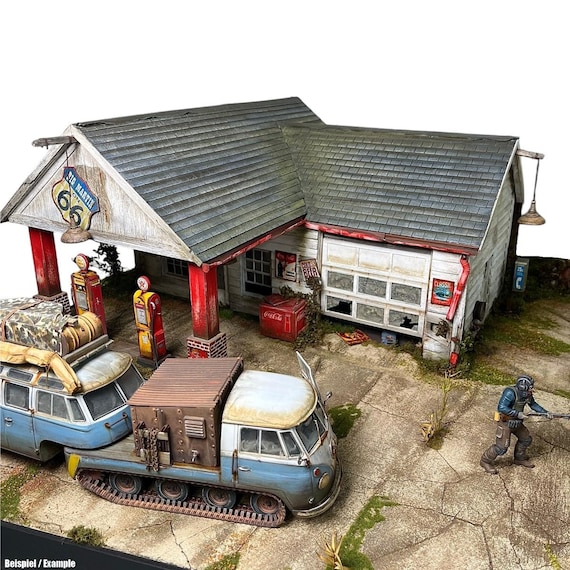 Old American Gas Station 1:24 on Route 66 Gas Station - Laser Cut