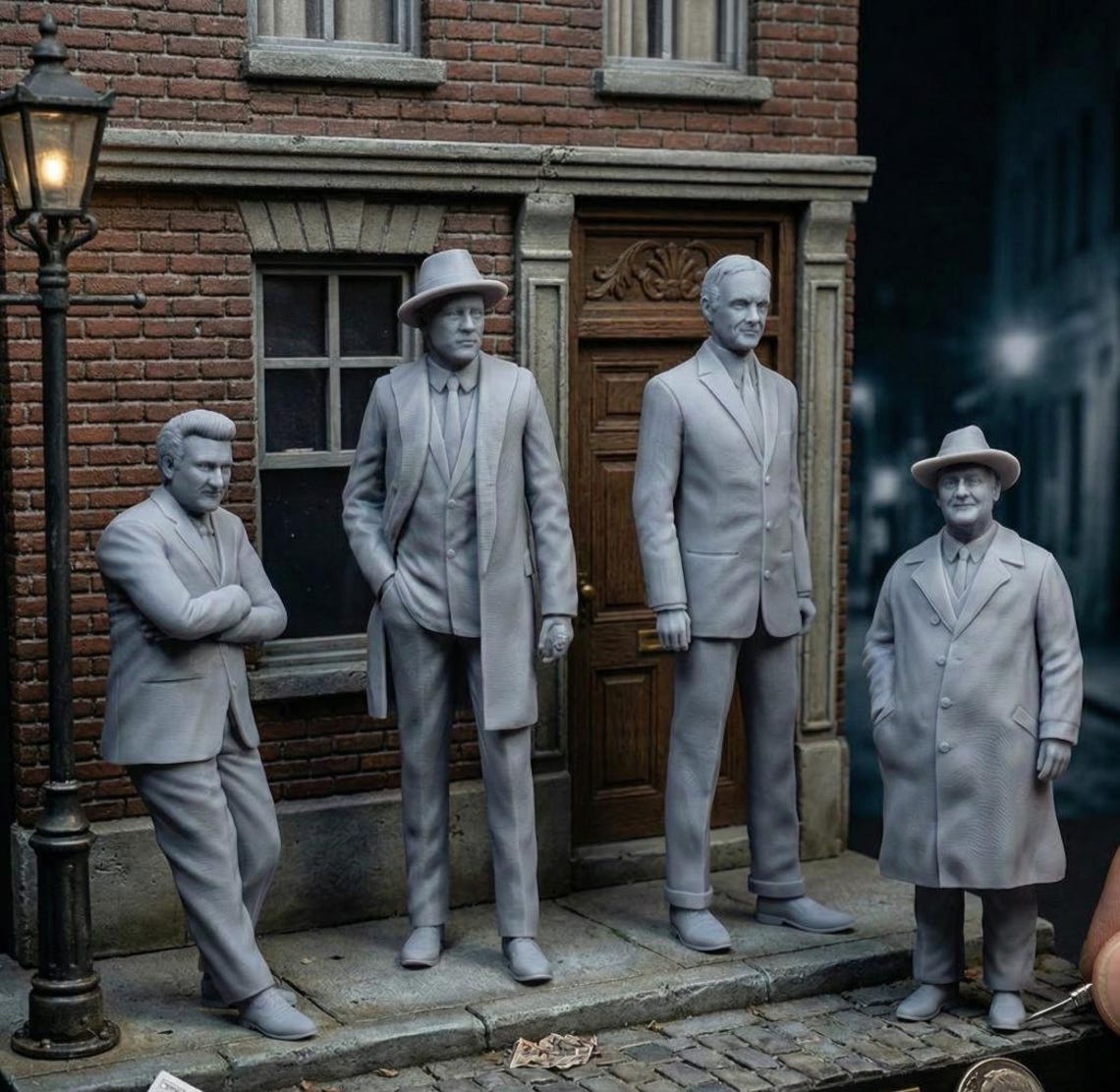 Building From Suits Men in Suits - Resin Figure Set - 4 Pieces - 1:24, 32, 35, 48, 72, 87 ...