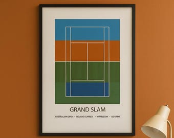 Grand Slam Tennis Court Poster: Minimalist Sports Wall Art (Digital Instant Download)