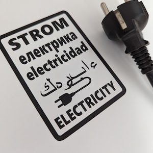 Elektricitet, elektricitet, - E-mobilitet - Strömförsörjningsdekaler - flera språk