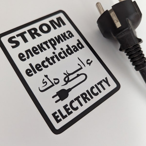 Strom, Electricidad, Electricity, - E-Mobility - Power Supply Aufkleber - mehrere Sprachen