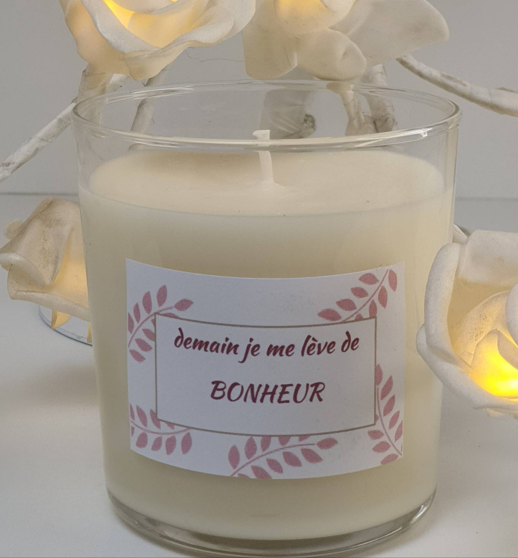 Bougie Personnalisée 260Gr Demain Je Me Lève de Bonheur