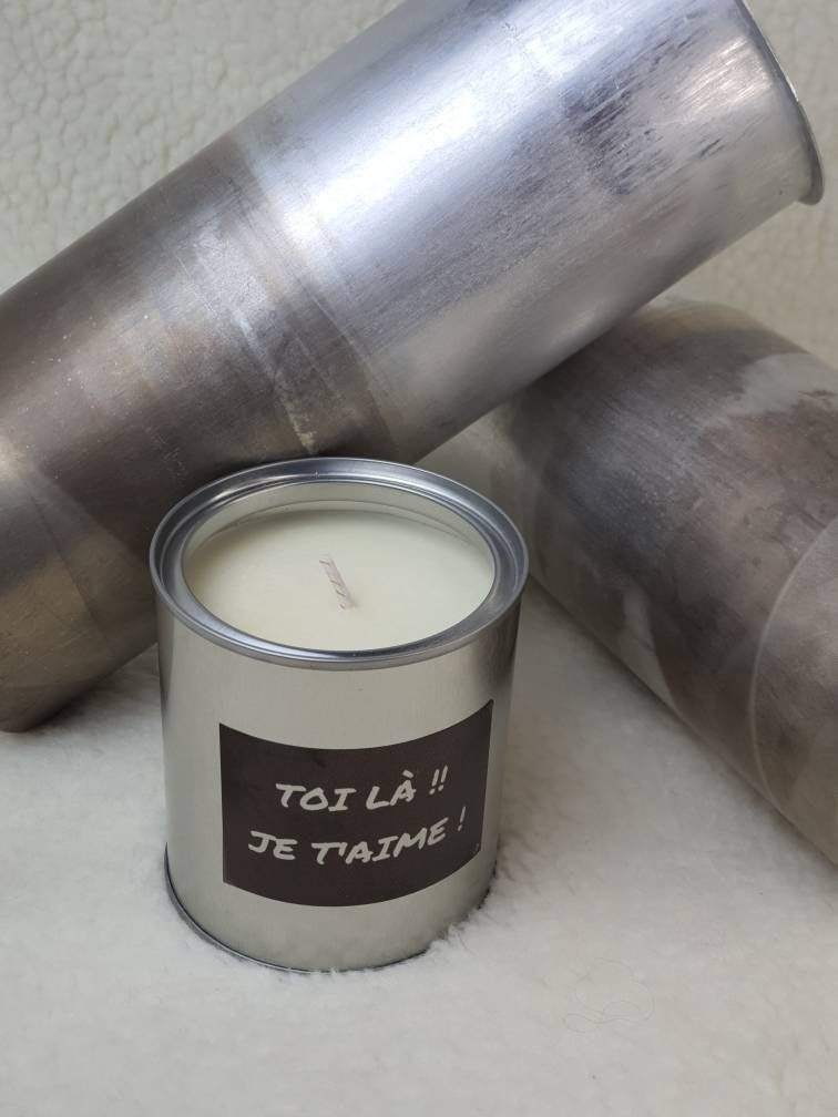 Bougie Personnalisable 260Gr Toi Là Contenant Imitation Pot de Peinture avec Couvercle