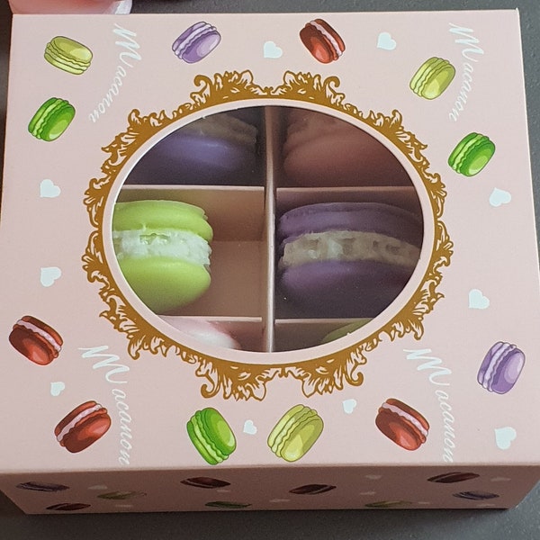 Fondants parfumés six macarons avec sa jolie boîte  cadeau amusant et très original
