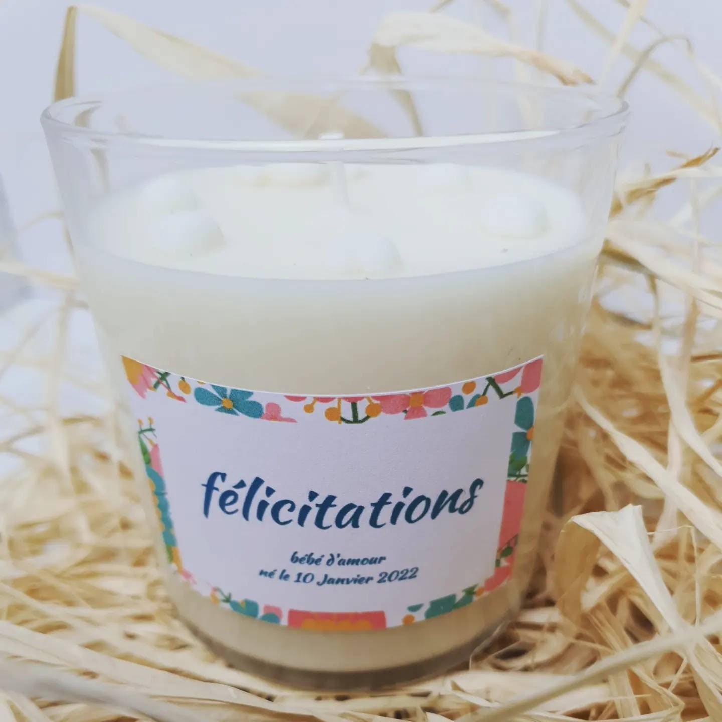 Bougie Personnalisée 260Gr Message Naissance