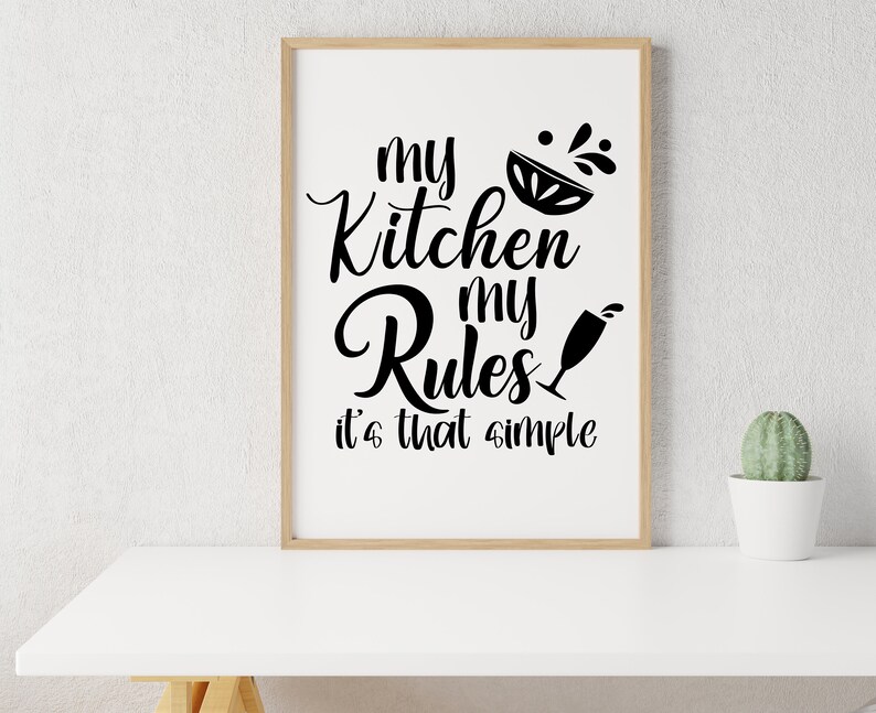 Kitchen Rules Sign Kitchen Wall Decor My Kitchen Rules Etsy