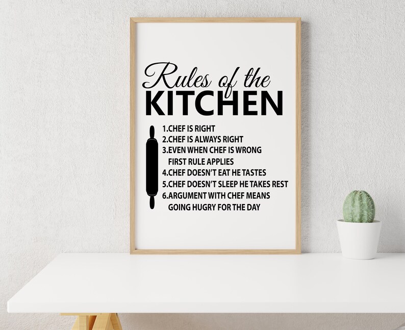 Kitchen Rules Sign Kitchen Wall Decor My Kitchen Rules Etsy