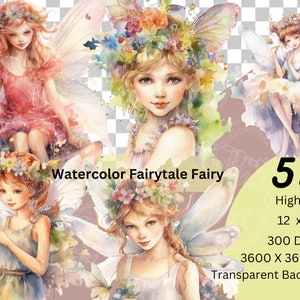 Watercolor Fairy Tale Fairy , High Quality Clip Arts  ,Transparent Background,  Digital download