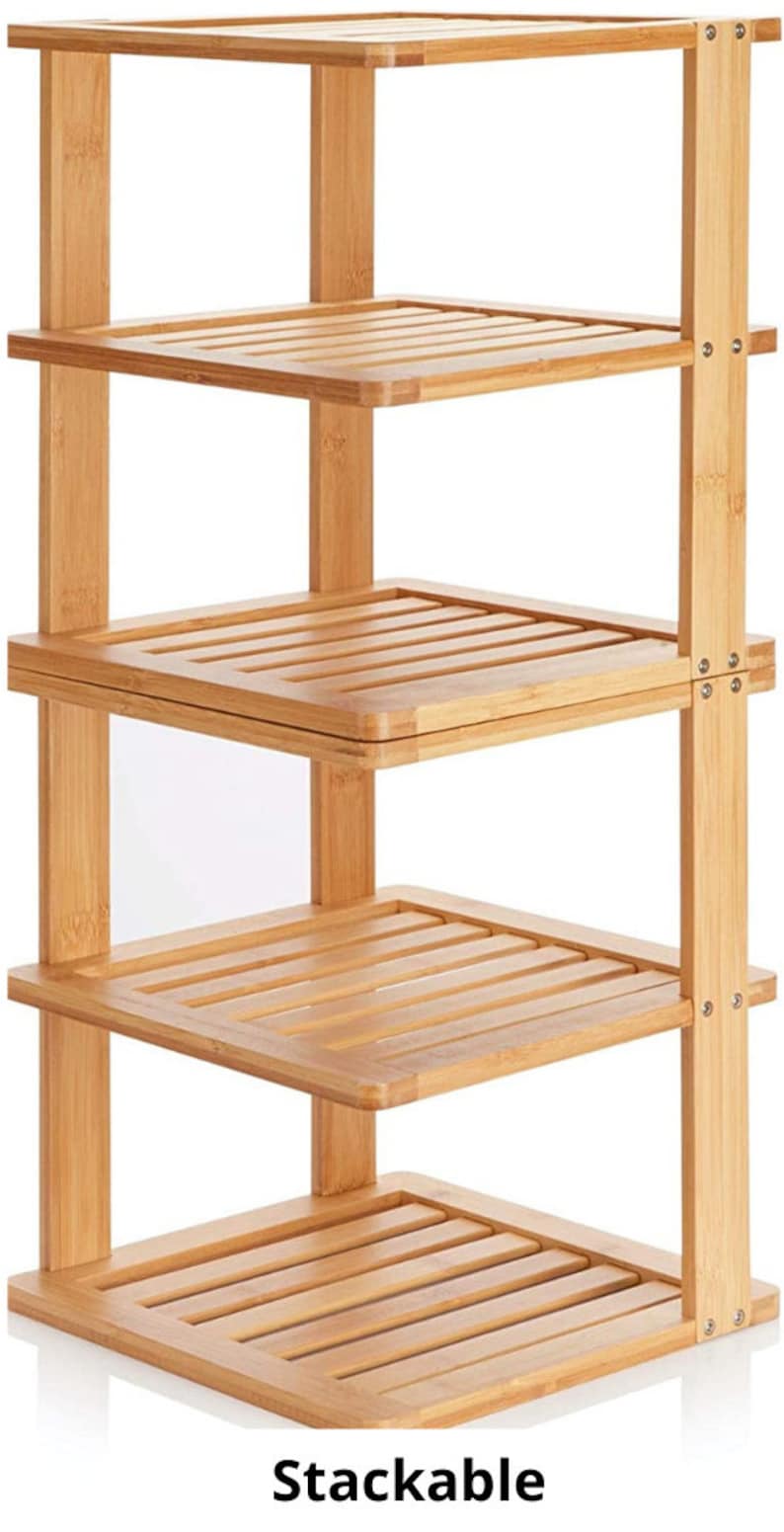 Bamboo Corner Shelf Countertop Kitchen Shelving 3 Tier Display Etsy