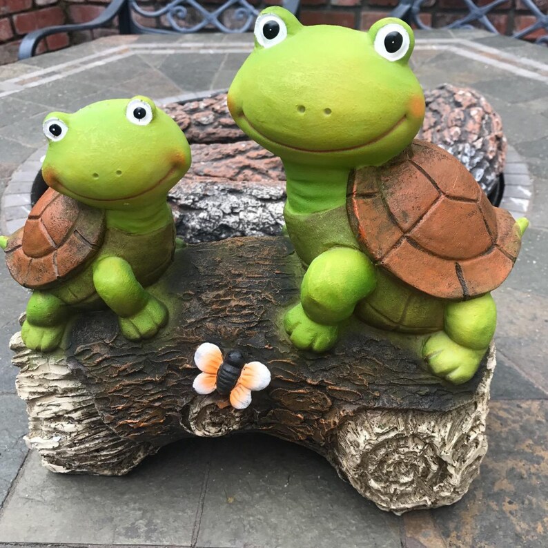 Turtles Figurine Cute Frog Face Turtles Garden Statue Etsy