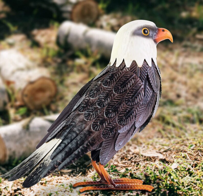 Standing Metal Bald Eagle Yard Art Garden Sculptures & Statues Etsy