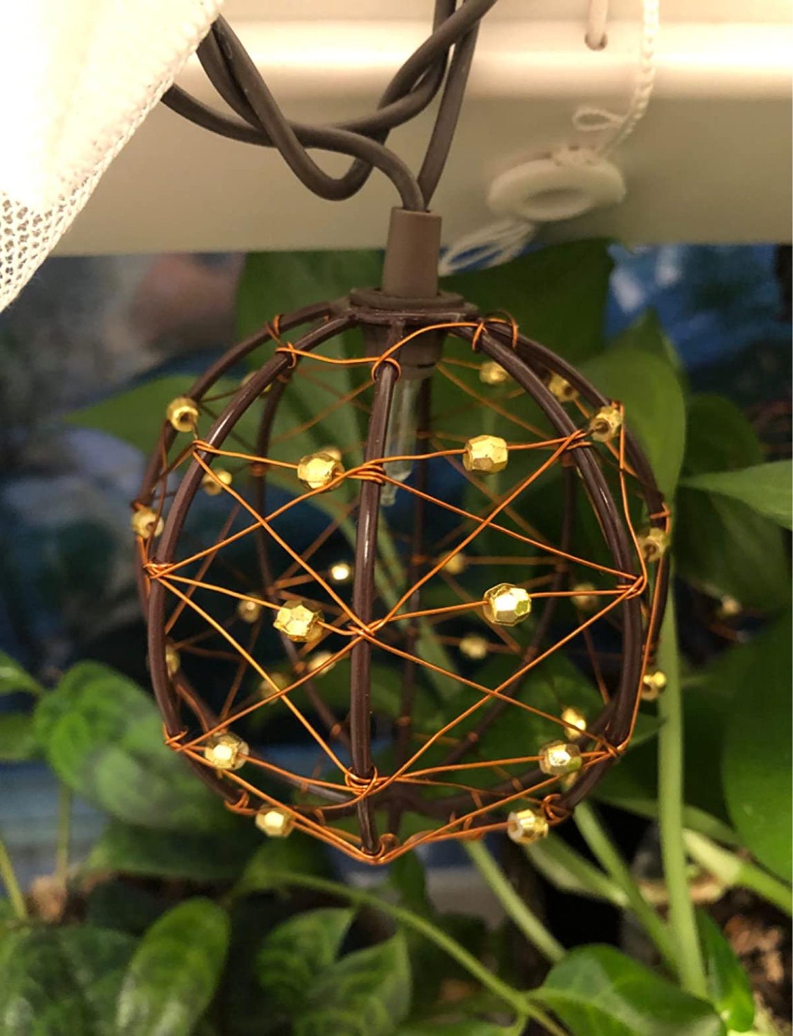 10 Mini Bulbs String Lights Beaded Copper Wire Ball Style Weather-Resistant  Indoor Outdoor Patio Connectable Decor