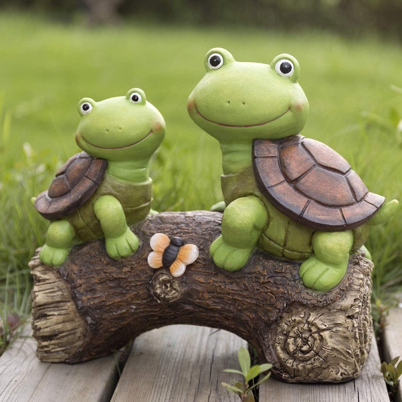 Turtles Figurine Cute Frog Face Turtles Garden Statue Etsy