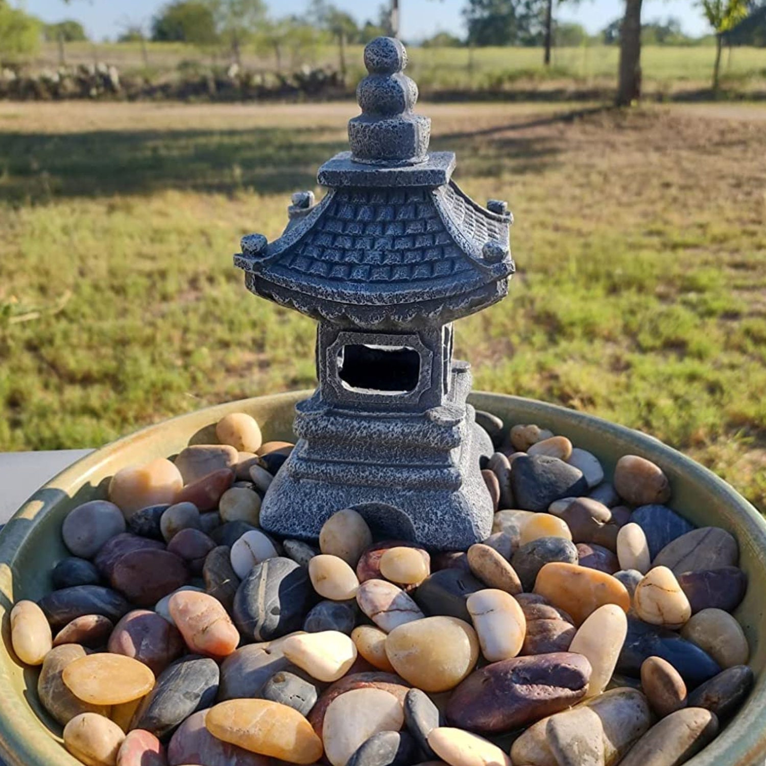 Japanese Pagoda Garden Statue Outdoor Lamp With Solar Powered Etsy