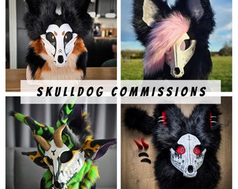 Fursuit skulldog head mask. Made-to-Order