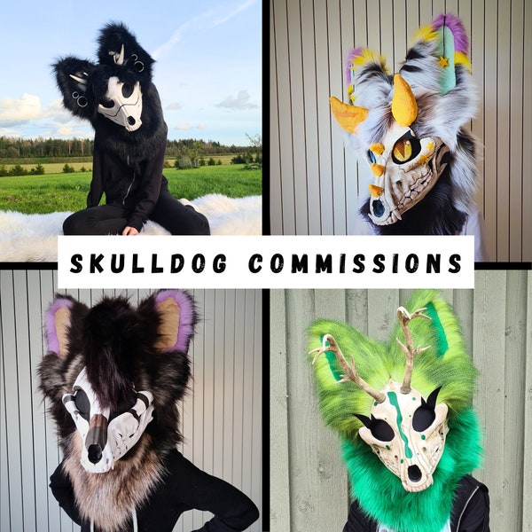 OPEN. Custom order fursuit skulldog head, read the DESCRIPTION